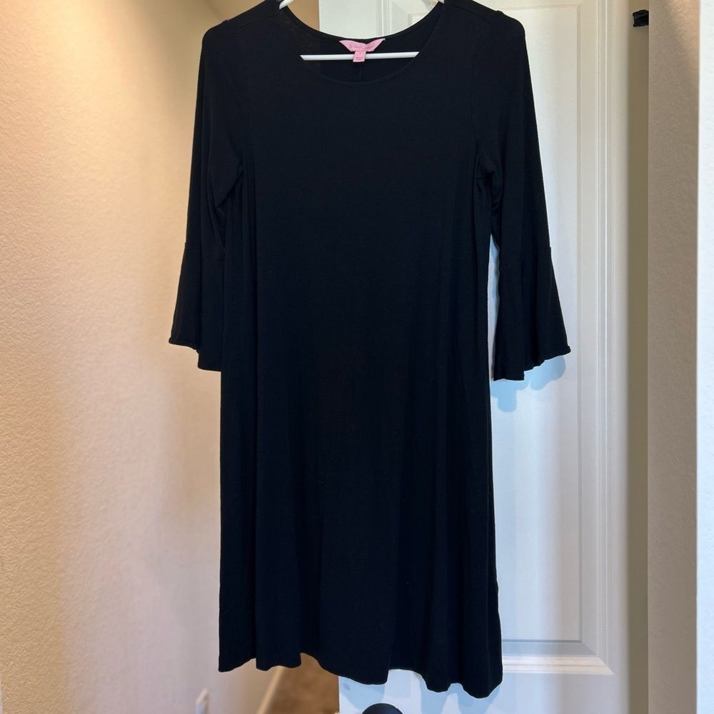 Lilly Pulitzer Ophelia Swing Black A-line Bell Sleeve Dress, Size S
